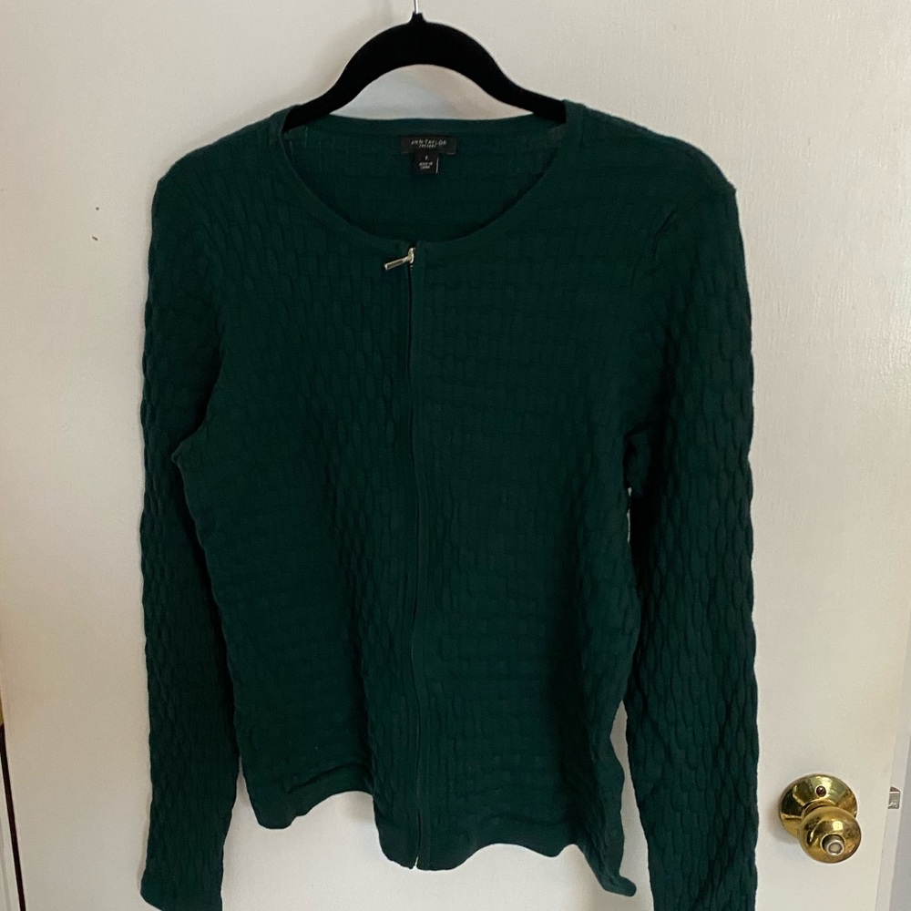 Green Ann Taylor Zip Up Sweater | Small
